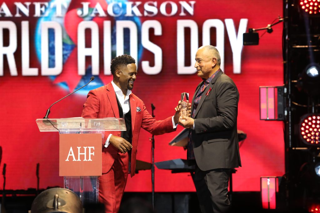 HOUSTON, TEXAS - DECEMBER 01: Blair Underwood receives Lifetime Achievement Award at NRG Arena on December 01, 2023 in Houston, Texas. (Photo by Bob Levey/Getty Images for AIDS Healthcare Foundation)